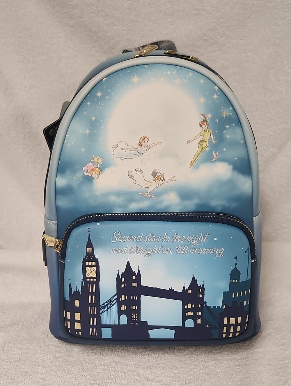 Loungefly Glow In The Dark Peter Pan Mini Backpack with London Skyline